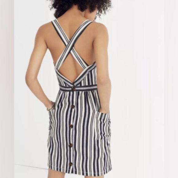 Madewell Apron Mini Dress in Evelyn Stripe - Size 0 - Picture 2 of 5